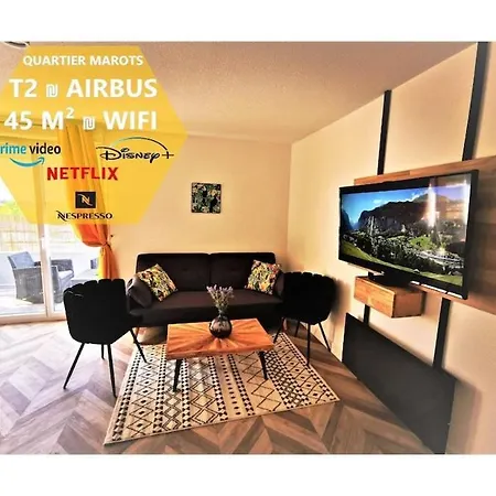 T2 Cosy ₪ Securise ₪ Airbus ₪ Piscine Apartament